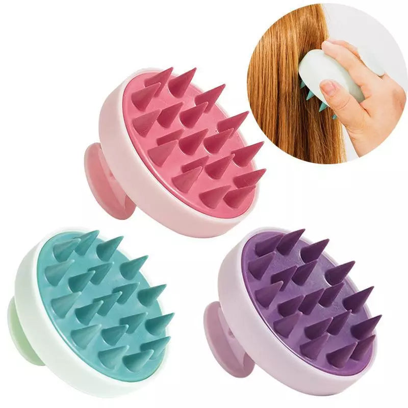 Kit 3 Escova Massageadora de Silicone – Crescimento Capilar e Limpeza do Couro Cabeludo