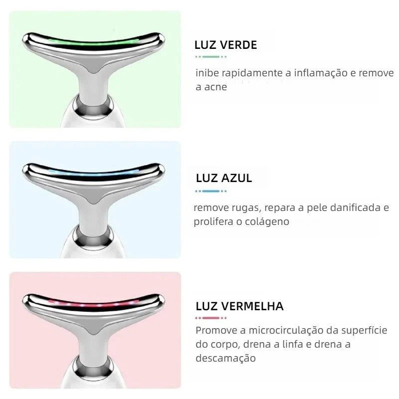 Massageador LED para Pescoço e Rosto – Fototerapia Anti-Idade