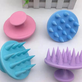 Kit 3 Escova Massageadora de Silicone – Crescimento Capilar e Limpeza do Couro Cabeludo