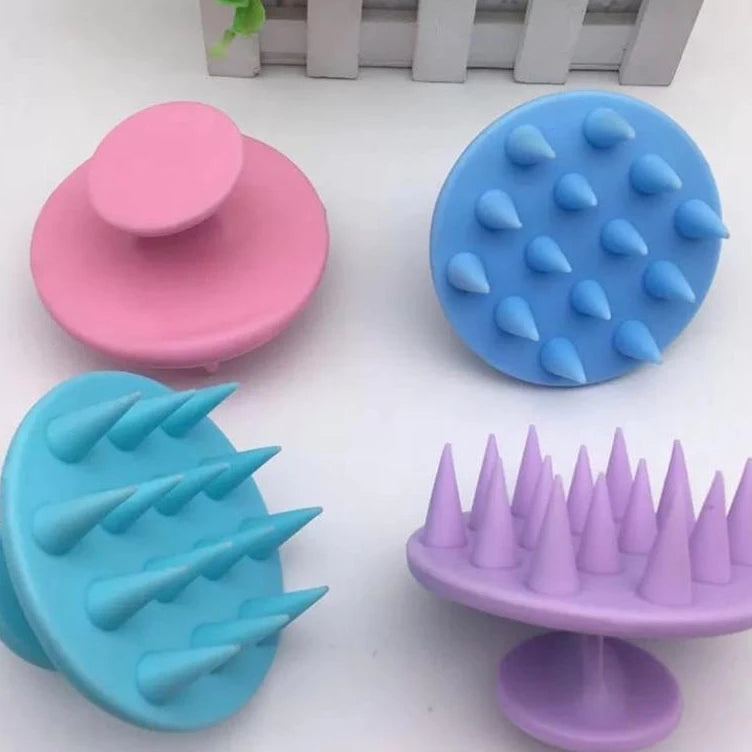 Kit 3 Escova Massageadora de Silicone – Crescimento Capilar e Limpeza do Couro Cabeludo