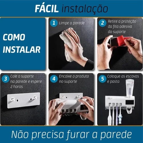 Esterilizador UV para Escovas de Dente – Suporte com Antibacteriano Automático
